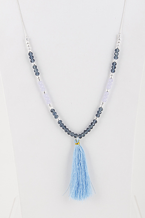 Long Beaded Pendant Necklace with Tassel Detail 5JAC6